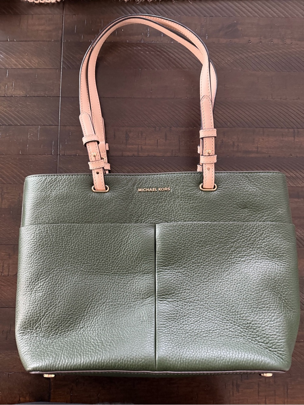 Michael Kors Olive Tote with Cream Handles